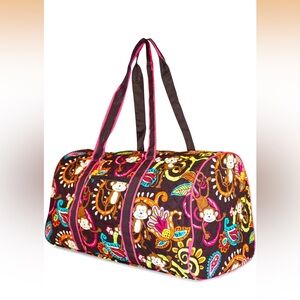 Playful Monkey Pattern Travel Duffel Bag